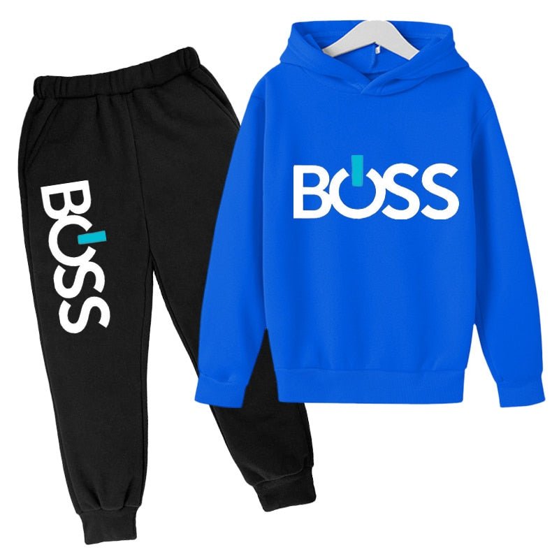 Print Pullover Long Sleeve Hoodie Tops+Pants,,Boys Girls Casual Fashion, Tracksuit 4-14 Years Children's Clothes - NetPex